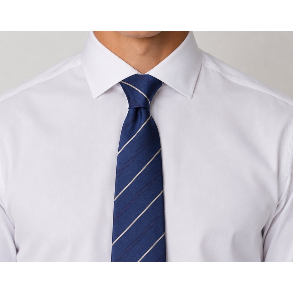 Kiton Navy Blue Striped Silk Tie
